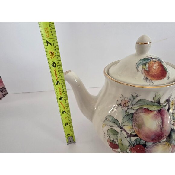 Arthur Wood & Son 6361 Floral Fruit Design Ceramic Teapot - Picture 7 of 7